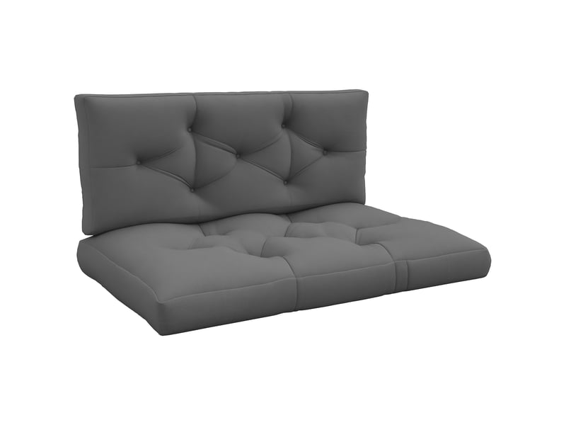  Ensemble de 2 coussins pour canapé palette 2 places dim. 120l x 80l x 12h cm polyester gris  - Conforama A