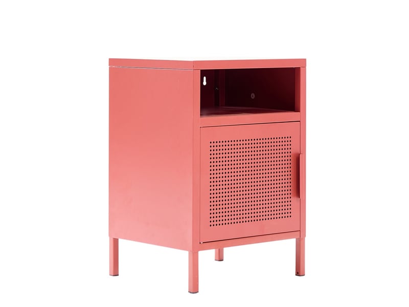  Nordlys - table de chevet nuit appoint 1 porte en métal avec rangement metal terracotta  - Conforama A