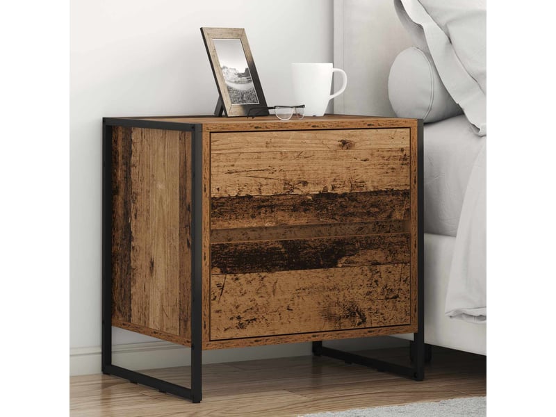 Table de chevet avec tiroir 2 pièces bois ancien 50 x 39,5 x 50 cm - Conforama B