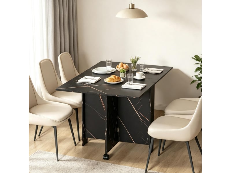  Table à manger pliante gain de place à roulettes 120x80 cm homvra  - Conforama C