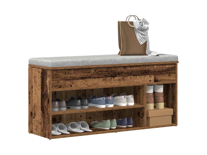  Banc à chaussures, meuble à chaussures vieux bois 102x30,5x45 cm bois d'ingénierie  - Conforama B