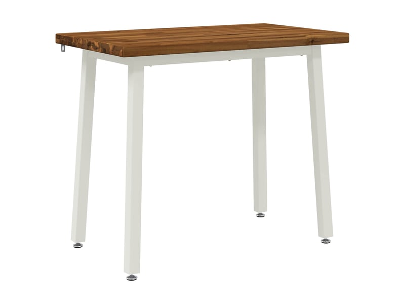 Table à manger moderne 110x55x75 cm bois d'acacia massif naturel et blanc shl23639 - Conforama A