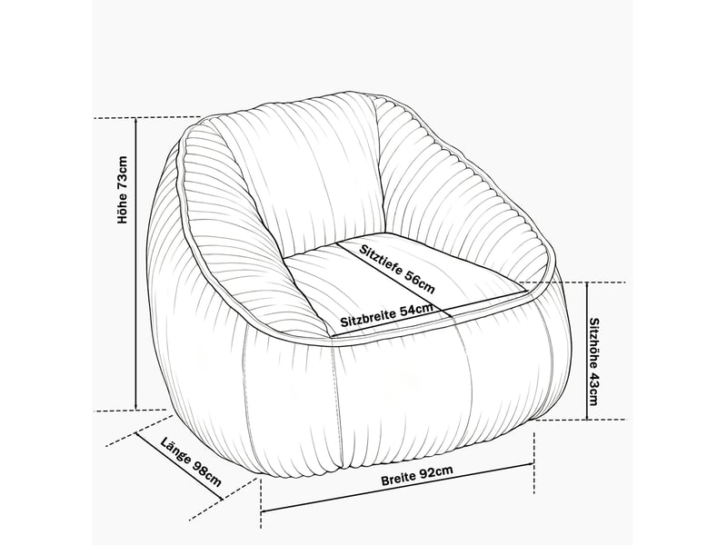 Pouf fauteuil confortable 92x98x73 cm, doux et moelleux, mousse à mémoire de forme, tissu chenille, camel et marron - Conforama C
