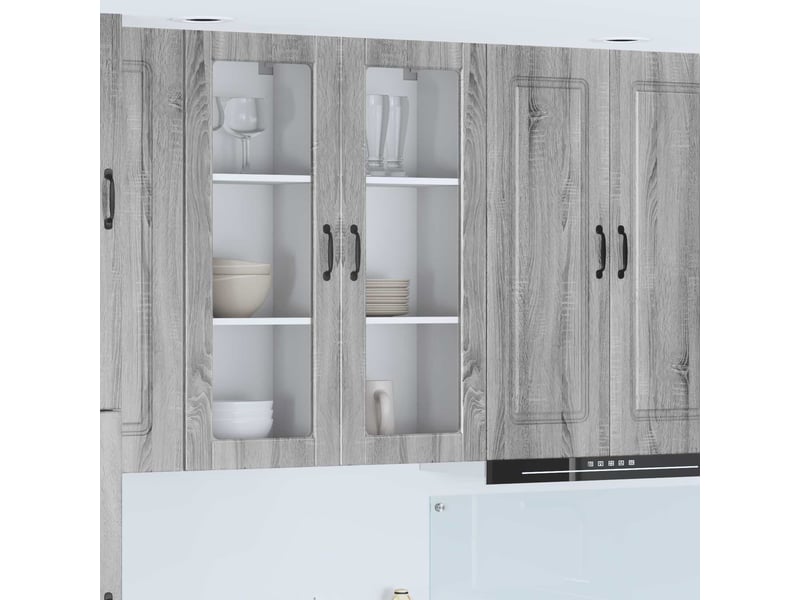Meuble mural de cuisine, cabinet en verre mural gris sonoma 40x31x100cm - Conforama B