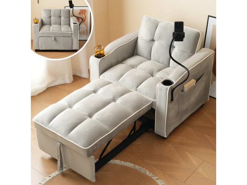  Canapé convertible, canapé-lit, 3 en 1, 83 x 167 x 76 cm, porte-gobelets, mobilier pour espace de vie, pour salon et séjour  - Conforama A