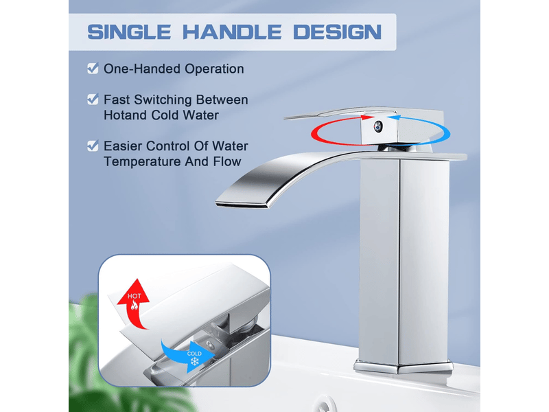  Robinet de lavabo cascade chromé argenté, mitigeur d'évier avec bec haut de 170 mm, robinet cascade chromé argenté g 38  - Conforama C