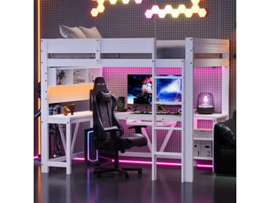 Lit mezzanine 90x200 cm <strong>SAPGAKS</strong> <strong></strong> coloris blanc