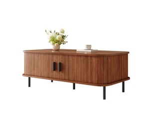 Table basse rectangulaire coloris bois foncé MEUBLIV - 50 cmx100 cm