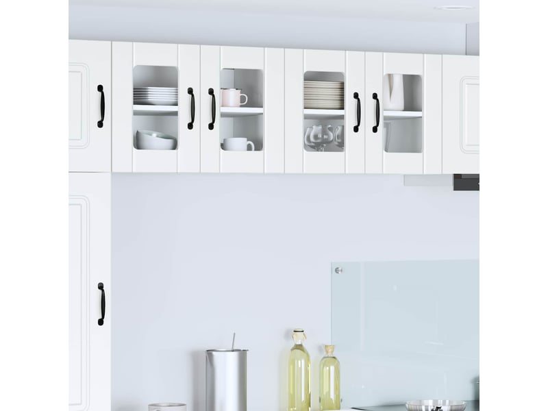  Meuble mural de cuisine, cabinet en verre mural 2 pcs blanc bois d'ingénierie shl6271  - Conforama B