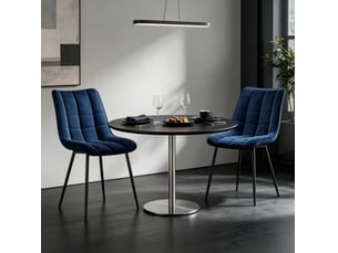 Lot de 2 chaises de salle à manger 46x39x85,5 cm pieds en métal bleu