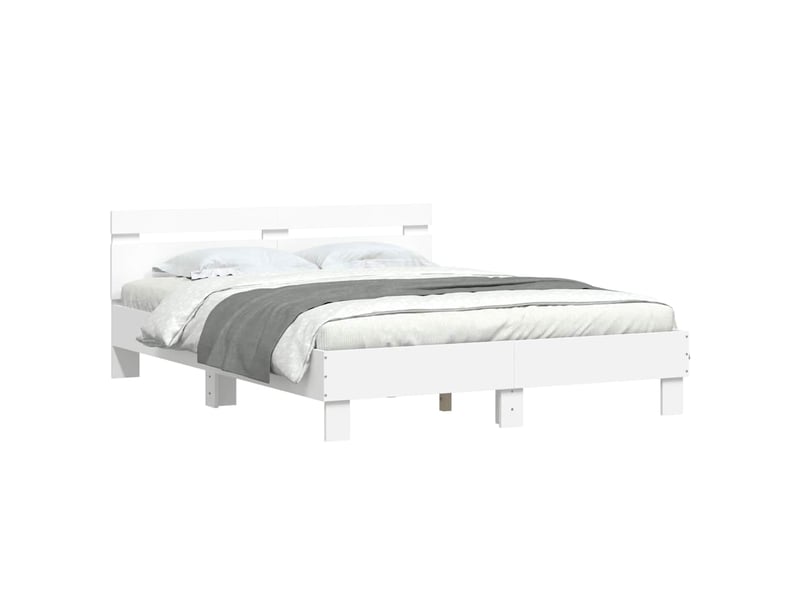  Lit double- lit adulte -  cadre de lit sans matelas blanc 150x200 cm  - Conforama C