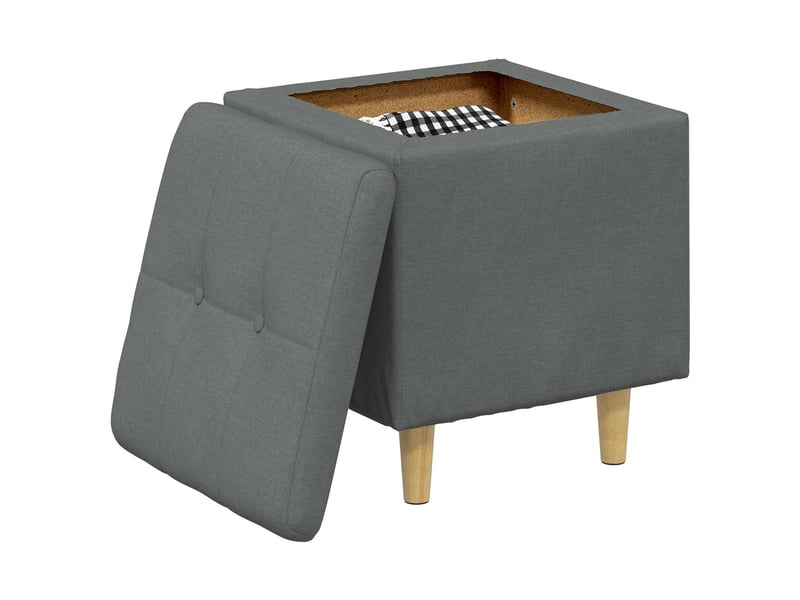  Ottoman, repose pied salon avec rangement gris foncé 40x40x45 cm tissu  - Conforama C