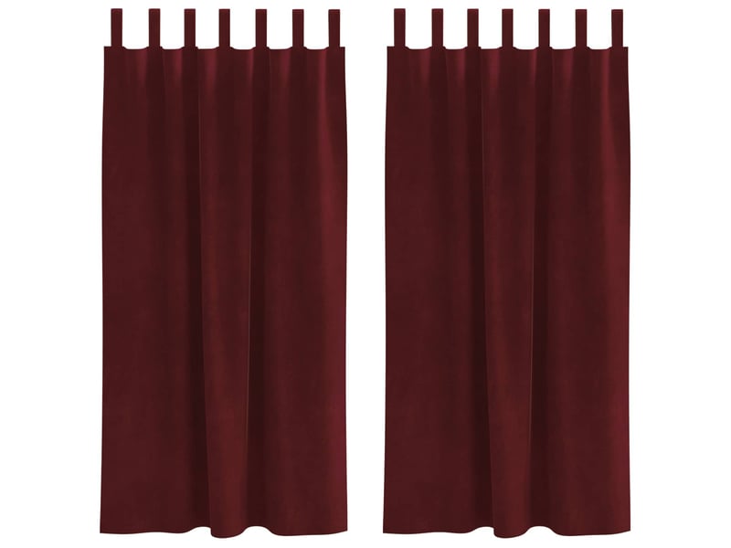  Lot de 2 rideaux, rideaux de fenêtre bordeaux 140 x 175 cm velours cf44004  - Conforama A