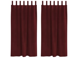 Lot de 2 rideaux, rideaux de fenêtre bordeaux 140 x 175 cm velours cf44004