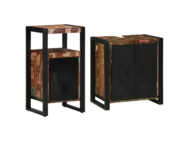  Ensemble de mobilier de salle de bain 2 pc multicolore et noir cf64169  - Conforama A