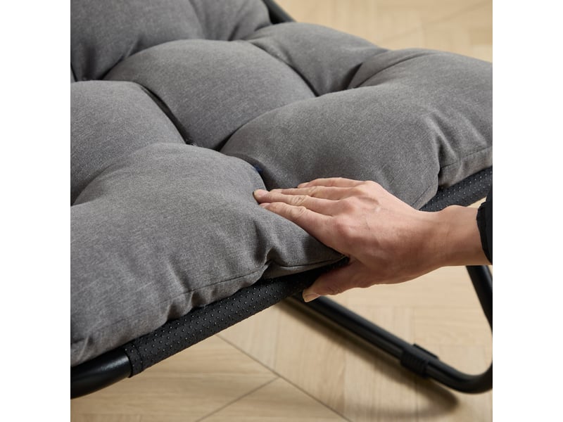  Chaise d'extérieur avec repose-pieds en acier et tissu gris W2021P443579 - Conforama E