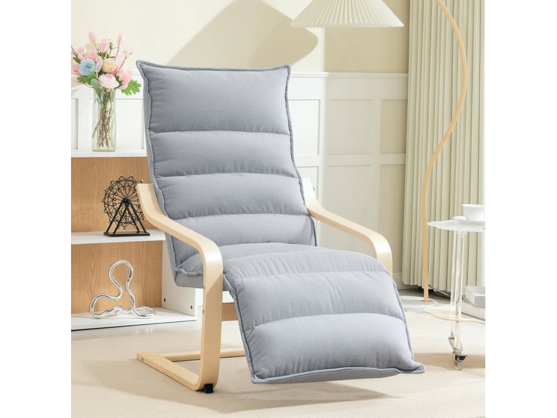 Fauteuil à bascule modenvie avec repose-jambes réglable 67 x 93-114 x 105 cm aspect velours gris clair - Conforama B