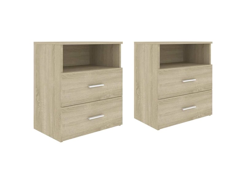  Lot de 2 tables de chevet - cabinet de chevet - table de nuit chêne sonoma 50x32x60 cm  - Conforama A