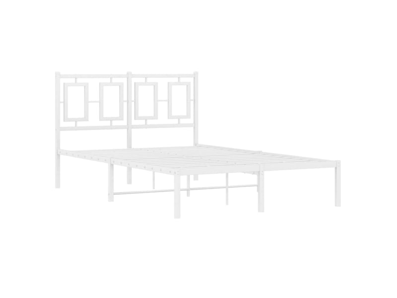 Lit double- lit adulte -  cadre de lit métal sans matelas et tête de lit blanc 120x190 cm  - Conforama B