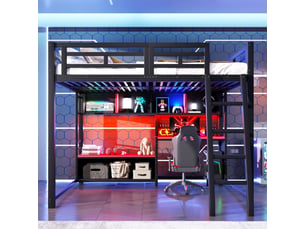 Lit mezzanine 140x200 cm <strong></strong>  <strong>evarich</strong> coloris noir