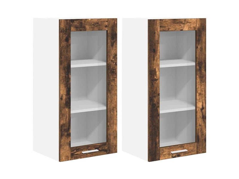 Meuble de rangement cuisine, armoire suspendue 2 pcs chêne fumé bois d'ingénierie shl9844 - Conforama A
