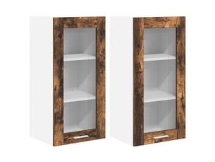 Meuble de rangement cuisine, armoire suspendue 2 pcs chêne fumé bois d'ingénierie shl9844