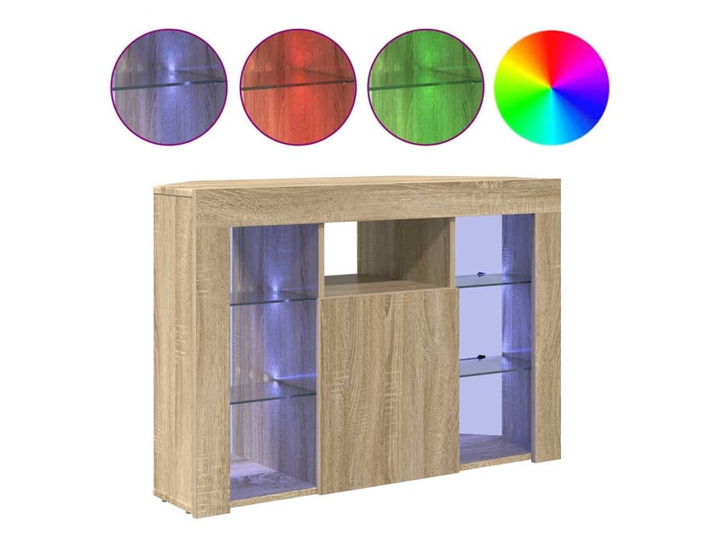  Meuble tv - banc tv - meuble de rangement led d'angle 100x40x68cm chêne sonoma  - Conforama D