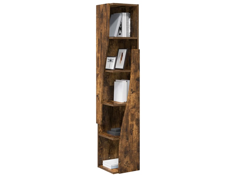  Meuble d'angle, meuble de rangement salon 27,5x27x140cm bois d'ingénierie chêne fumé  - Conforama C