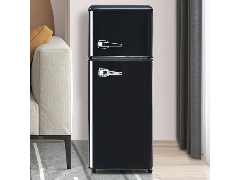  Réfrigérateur rétro - truxen8 - 92l - deux portes - classe énergétique d - noir 105.5x41x45.5cm - Conforama B