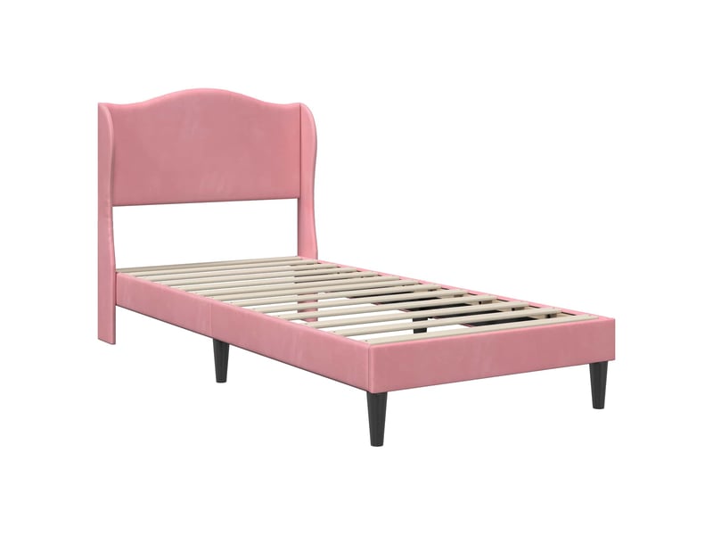 Lit simple- lit adulte - cadre de lit avec tête de lit rose 100 x 200 cm velours - Conforama C