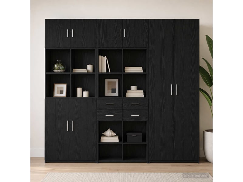  Vidaxl cabinet de rangement avec étagères chêne noir bois d'ingénierie  - Conforama B