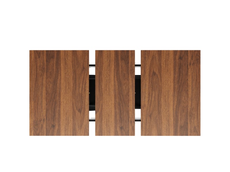 Table à manger extensible 120-160 x 80 cm, avec pieds en fer noir entrecroisés, couleur noyer - Conforama E