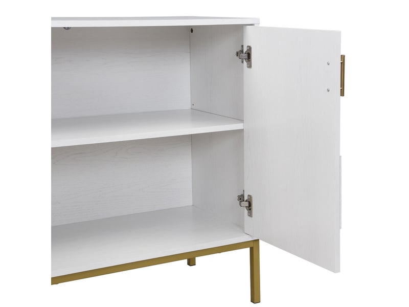  Buffet à 4 portes, 160 x 40 x 80.5 cm, vaisselier, armoire de cuisine avec étagères réglables en hauteur, blanc  - Conforama E