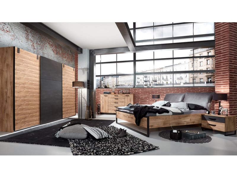 Commode industrielle 139 cm coloris chêne michigan - Conforama D