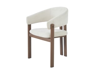 Lot de 6 chaises de salle à manger 61,5x52,5x83 cm, avec accoudoirs, tissu lin, métal, teinte noyer+beige, design moderne