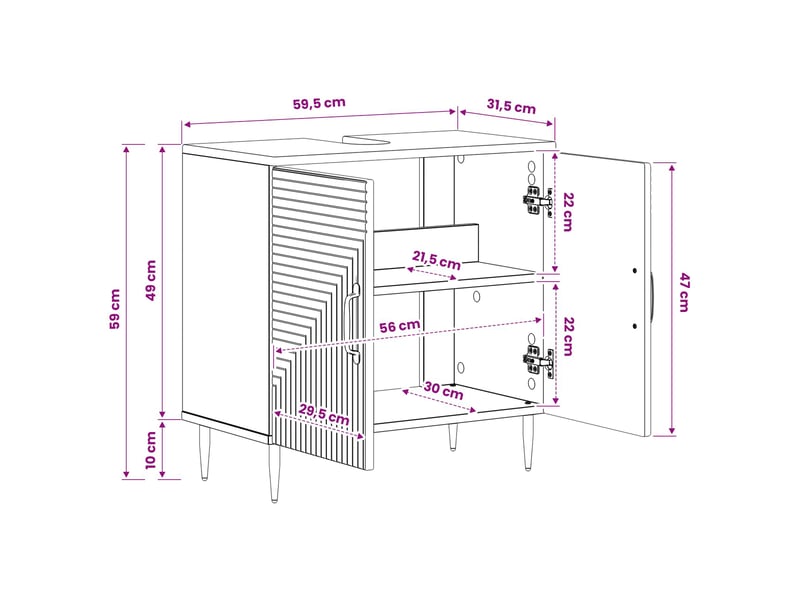  Meuble sous lavabo de salle de bain haarlem chêne artisanal cf64889  - Conforama E