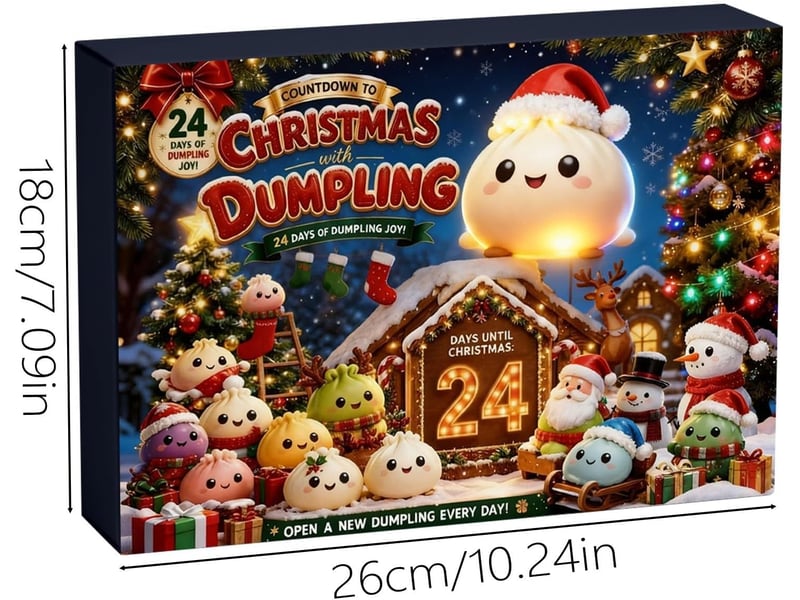  Calendrier de l'avent 2026 squishies de noël – 24 jours, mini jouets dumpling glitter à presser, déco de fête  - Conforama B