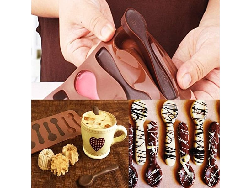 Lot de 3 moules à chocolat en silicone - cuillères - moule à chocolat - moule à savon - bricolage - gâteau - bonbons de pâques - Conforama D