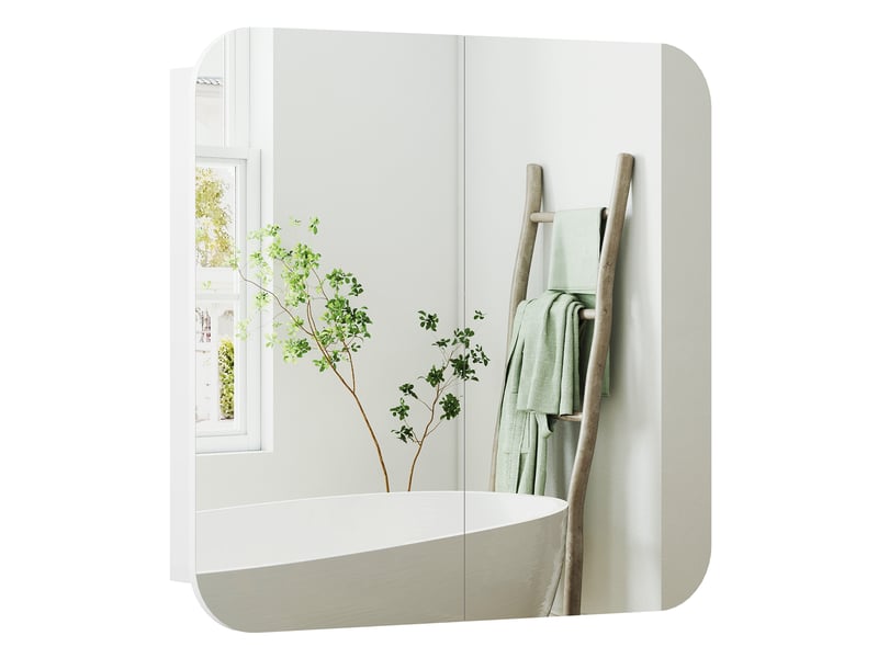  Armoire de toilette, armoire murale salle de bain avec miroir mdf blanc 68x13x66cm  - Conforama B