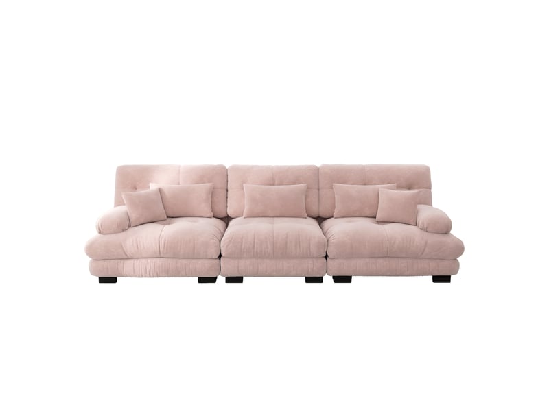 Canapé d'angle, canapé convertible : rose, 3 places, en chenille, assise profonde - Conforama D