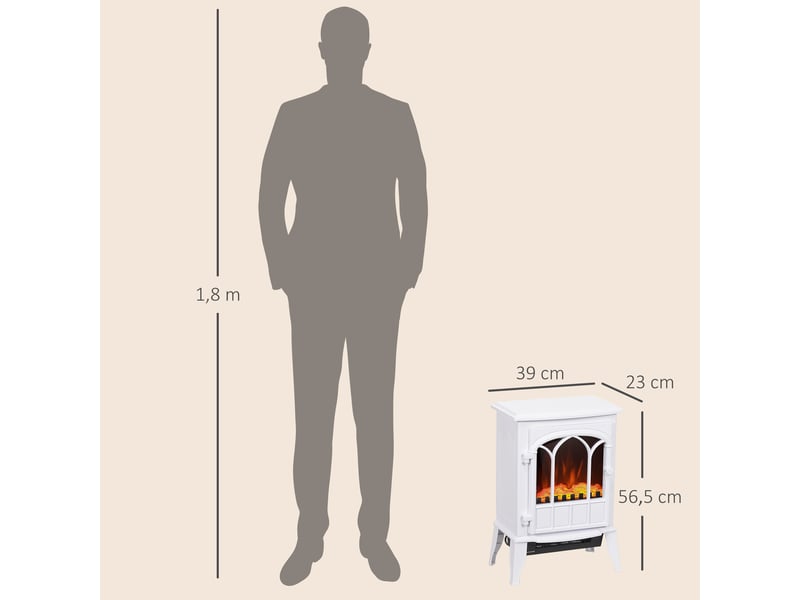 Cheminée électrique sur pied 10002000 w, fausse cheminée décorative avec effet flamme led, blanc  - Conforama C