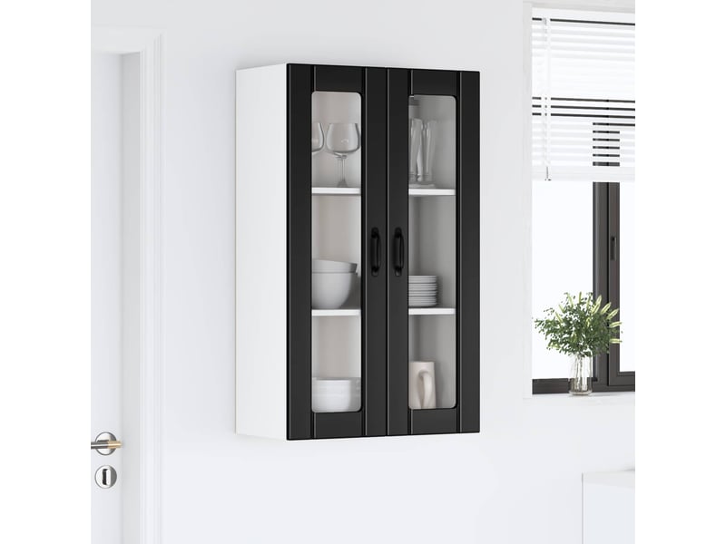 Meuble mural de cuisine, cabinet en verre mural noir 60x31x100cm shl6868 - Conforama D