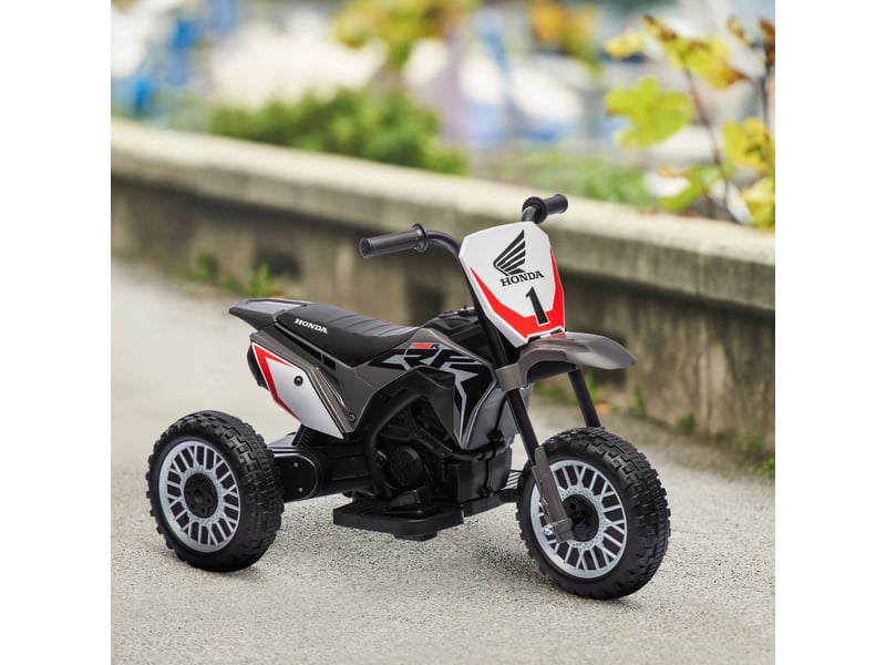  Moto électrique honda crf450rl sous licence pour enfants, vitesse de 3 kmh, klaxon et son de démarrage, 71 x 40,5 x 43,5 cm, grise  - Conforama D