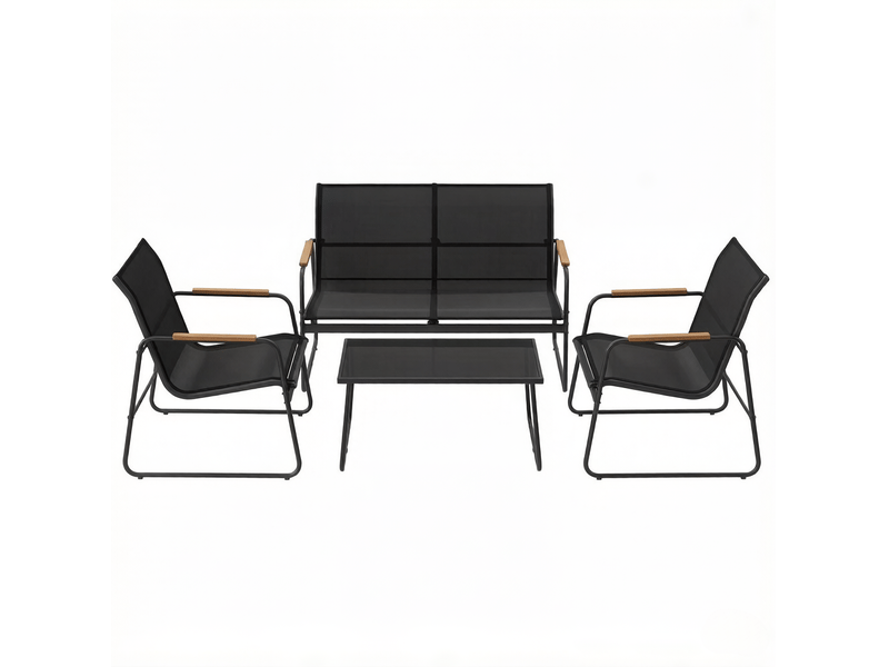  Salon de jardin 4 pièces avec table en verre trempé homvra  - Conforama A