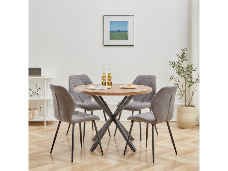  Lot de 6 chaises - chaise de salle à manger vintage en forme de diamant - chaise en lin - pieds en métal(gris) Grand-house - Conforama E