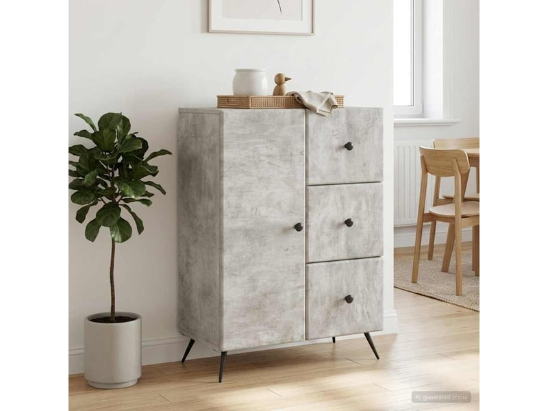 Buffet - bahut - meuble de rangement gris béton 66 x 34,5 x 90 cm bois d'ingénierie - Conforama D