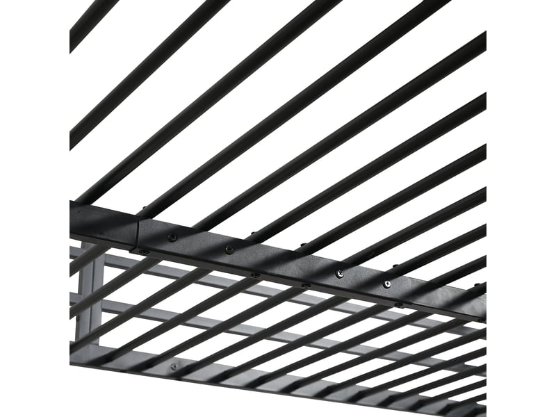 Lit mezzanine 120x200 cm en fer et bois avec bureau intégré, rangement et échelle 4 marches, noir et noyer  - Conforama E