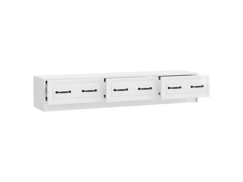  Meuble tv - banc tv - meuble de rangement 147 x 34,5 x 27 cm blanc brillant bois d'ingénierie  - Conforama E