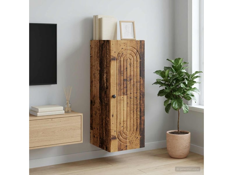  Armoire murale salon bois ancien 33x34,5x90cm bois d'ingénierie shl517  - Conforama B