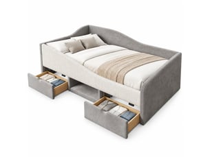 Lit avec rangement 90x190 cm <strong>HAVRYA</strong>  <strong></strong> coloris gris